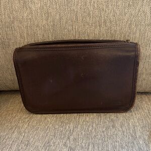 Coach Dark Brown Leather Cosmetic Bag